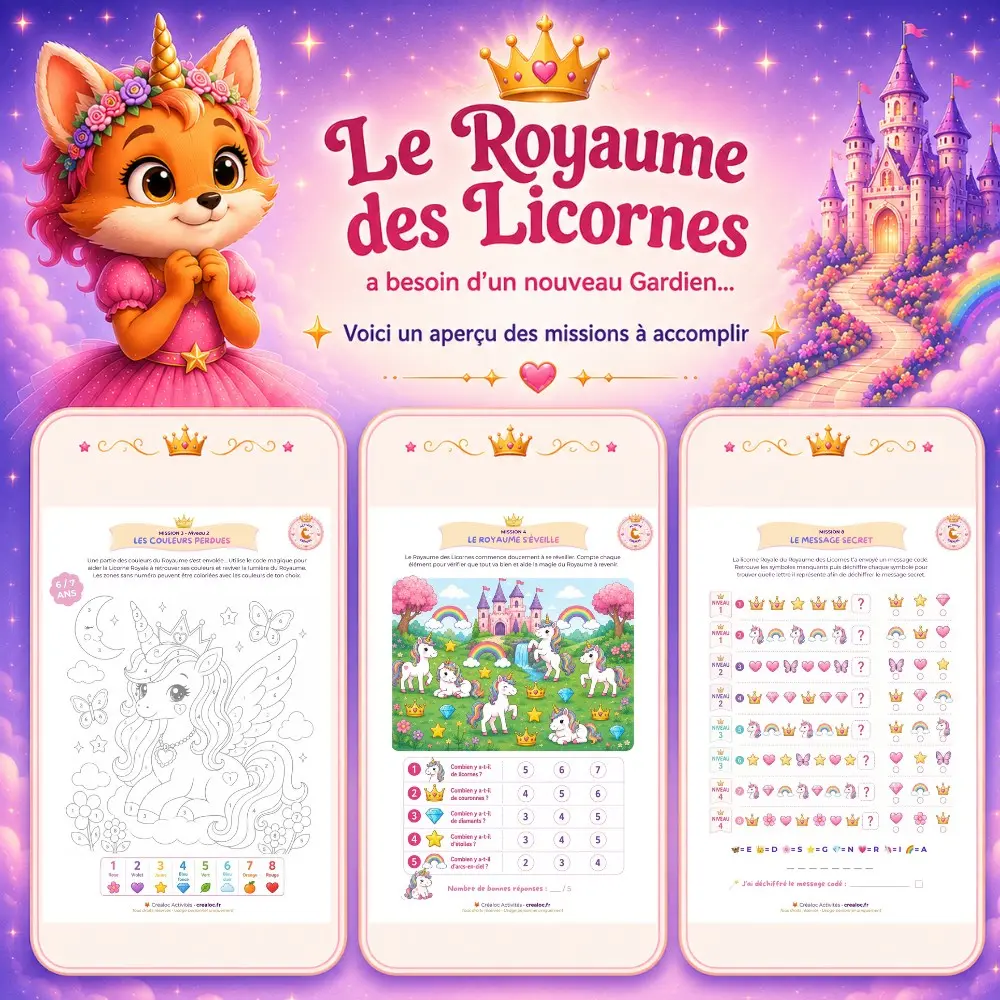 Aventure Licorne à Imprimer 4-7 ans | Sauve le Royaume | 15 missions – Image 2
