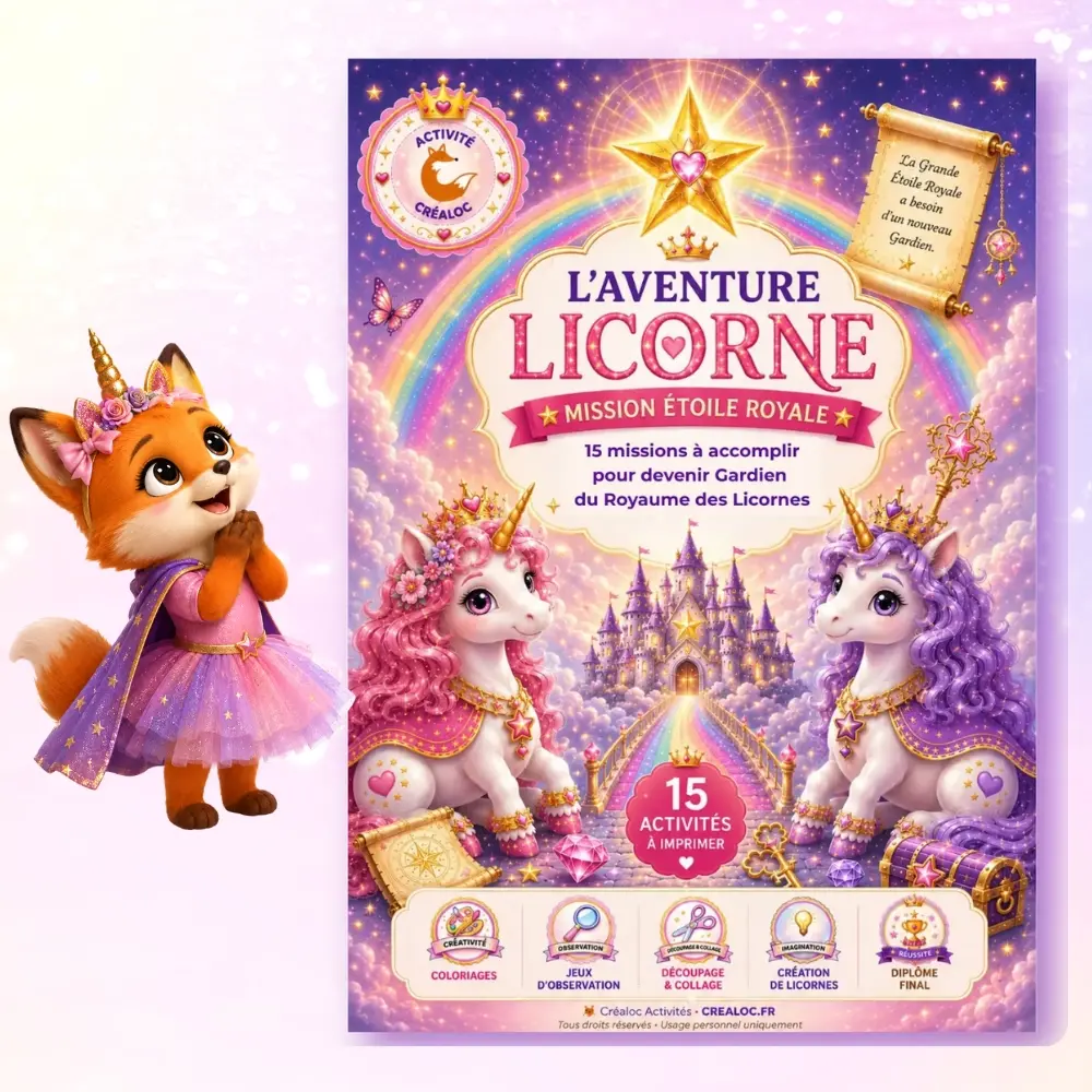 Aventure Licorne à Imprimer 4-7 ans | Sauve le Royaume | 15 missions